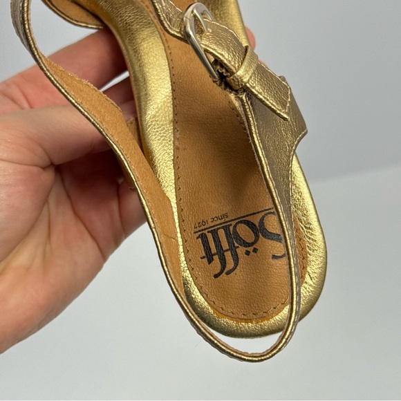 Sofft Leather Gold Metallic Comfort High Heels M Slingback Sandals 8M Dress Shoe - Picture 7 of 13